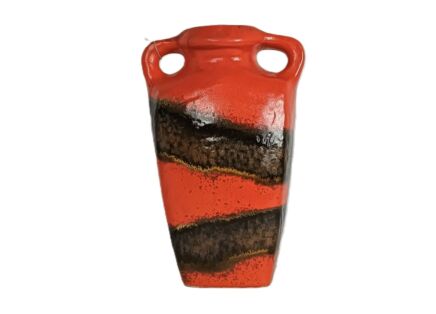 Kurt Tschörner Mid-Century Ruscha rasma Orange Glazed Art Pottery Vase fat Lava 