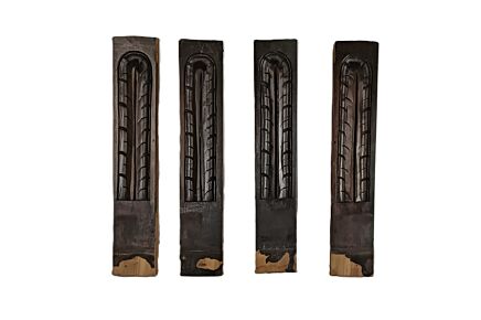 Set of 4 Small Ornate Carved Reclaimed Wood Trims