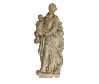Statue Figurine Virgin Mary Madonna with Infant Child Jesus stoneware  vintage