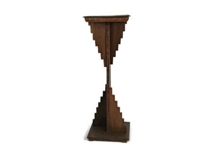 antique art deco plant stand pedestal school of Amsterdam style wood large 