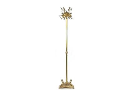 Italian Standing Hall Tree Coat Hallway Rack Brass Marble base Fish Eyecatcher Vintage Hollywood Regency