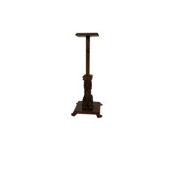 Antique Adjustable Oak Pedestal Stand with Fleur-de-Lis Carvings Side table 