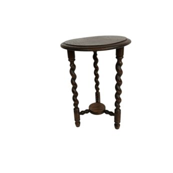 Barley Twist Wooden Side Wine Table - Two Tier Pedestal Plant Bonsai Stand - Barn Country Vintage