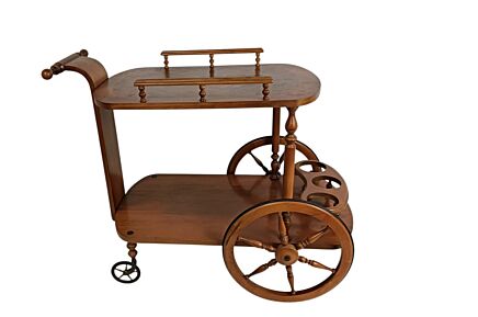 Vintage 1950s Modernist Bar Cart with Floral Wood Inlay