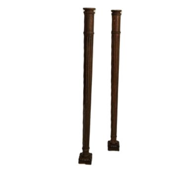 Antique Pair Ornate Carved Wood Reclaimed Architectural Pillars 