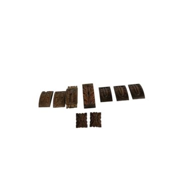 Set of 9 Small Hand-Carved Antique Wooden Pediments & Architectural Trims
