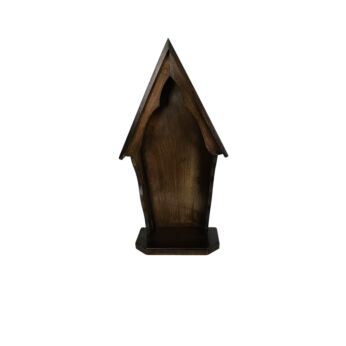 Antique Gothic Wooden Chapel Niche for Statue - 1920s Hand-Carved Display