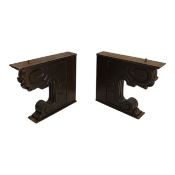 Grand Reclaimed Carved Wooden Corbels - 1800s Architectural Finials Pair