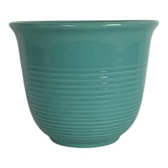 Vintage Turquoise Ribbed Ceramic Indoor Planter - Small