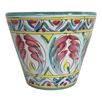 Vintage Colorful Ceramic Indoor Planter - Italy Deruta Style