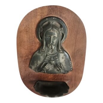 Antique Art Deco Holy Water Font | Sacred Heart Christ