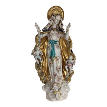 Vintage Pattarino School Madonna Statue, Italy - Polychrome Terracotta, 1950s