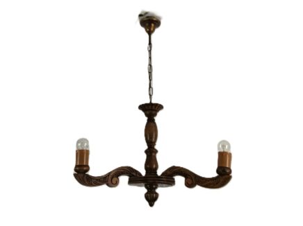 Vintage Carved Wood Chandelier - Country Farmhouse 3-Light Fixture