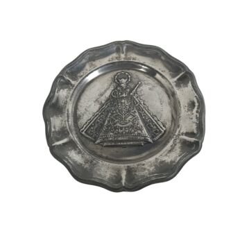 Vintage Pewter Plate Our Lady Ten Doorn Eeklo - Rare Religious Collector's Item