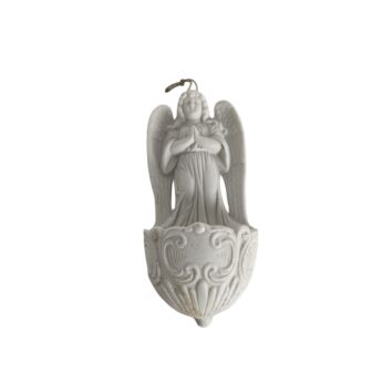 Antique White Porcelain Angel Holy Water Font Vessel - 1920s