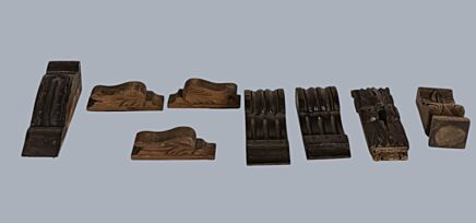 Set of 8  Small Hand Carved Antique Wooden Pediments  Architectural Trims reclaimed