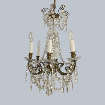 Antique 19th century chandelier brass Crystal 6 arm Gorgeous Stylish Italian Empire