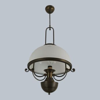 Antique Chandelier Pendant Lampe belge  white   Opaline Glass brass 1 light