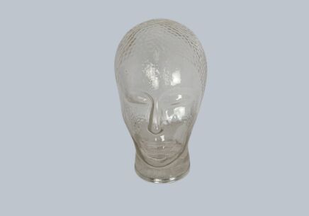 Vintage Clear Glass Mannequin Head for Headphones, Hats, Wigs
