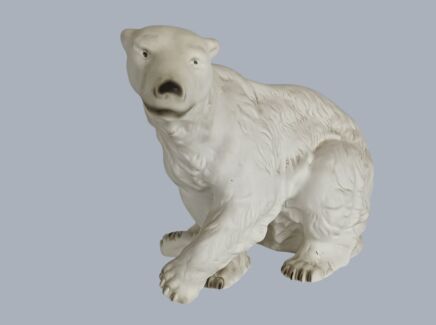 Rare Vintage Royal Dux Porcelain Polar Bear Figurine, Large Czech Art Sculpture