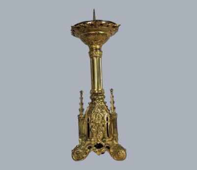 Large Antique Church Altar Neo-Gothic Pricket Candlestick Holder Ornate WOW