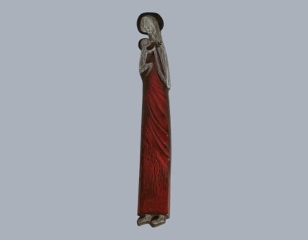 Vintage Ceramic Wall Hanging Virgin Mary Madonna with Infant Jesus Tieberghien Belgium Modernist
