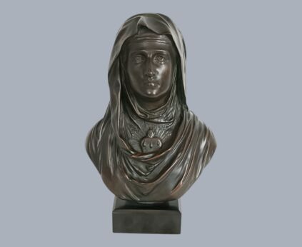 Bronze  the Virgin Mary  J. Bulio   19th Century Bust sculpture France