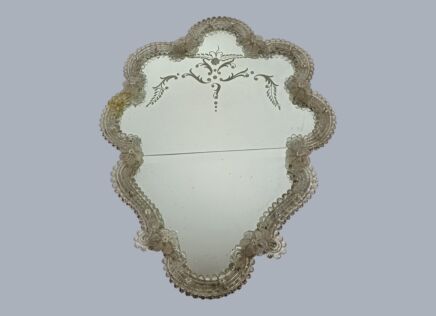 Antique  Venetian Glass Mirror with Handcrafted Murano Glass Flowers and Rosettes.