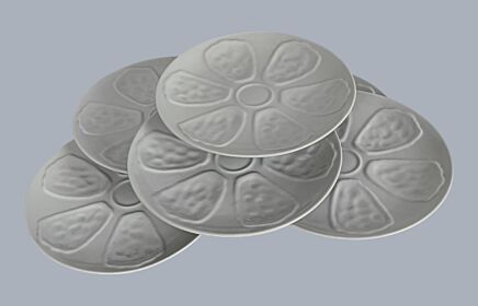 Set of 6 Vintage Oyster Plates White Porcelain Faience 1960s stylish