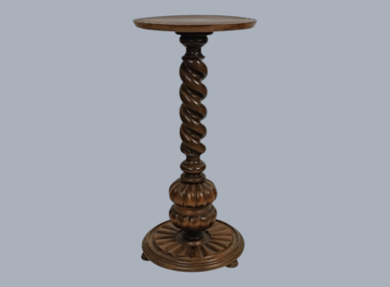 Large Ornate Pedestal Barley Twist Hand Carved Wood 50s Barn Country Style WOW