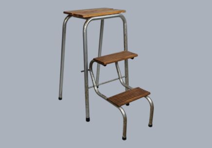 Mid Century Step Ladder Iron Fold Out Steps Kitchen Library Decorative Plant stand Funky
