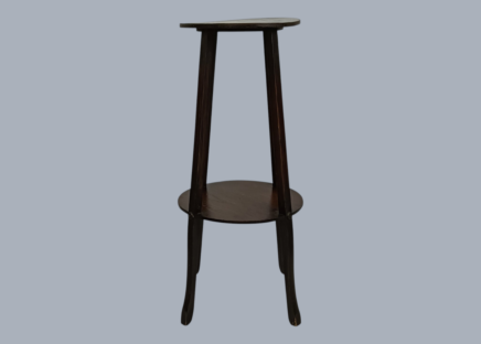 Antique Two Tier Pedestal Round Top Dark Wood Side Table Plant Stand Barn Style