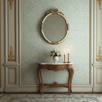 Vintage French Provincial Oval Wall Mirror with Floral Decor