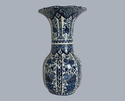 Large Trumpet Vase Delft Holland Blue White Hand Painted Porcelain Royal Sphinx Boch
