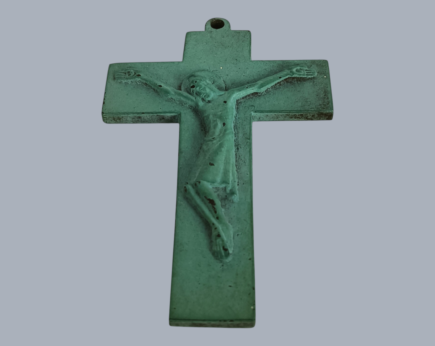 Antique Hanging Crucifix Cross Pendant Brass Small