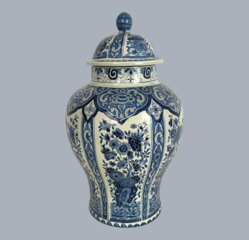 Petrus Regout Maastricht Delft Vase Urn Marked Blue White Lidded Netherlands ceramic