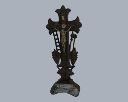 Antique Standing Altar Crucifix Cross Wood Corpus Christi Crucifixion