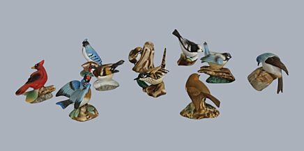 10 Mini Bird Figurines Vintage Garden Birds of the World Mint 1982