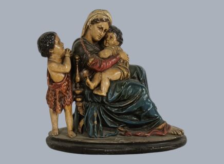 Virgin Mary Madonna Della Sedia Seggiola Plaster Rafael John the Baptist statue