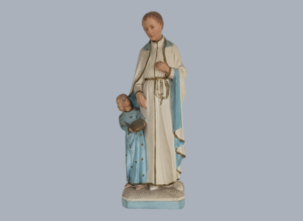 Antique Plaster Statue Saint Gerard Infant Jesus bread neo gothic polychrome