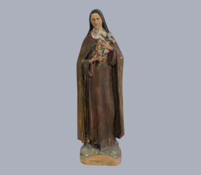 Vintage Plaster Statue of St. Thérèse of Lisieux - The Little Flower of Jesus