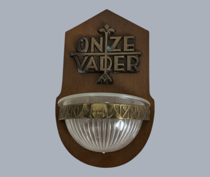 Art Deco Antique Holy Water Font Vessel Wall Hanging "Onze Vader"