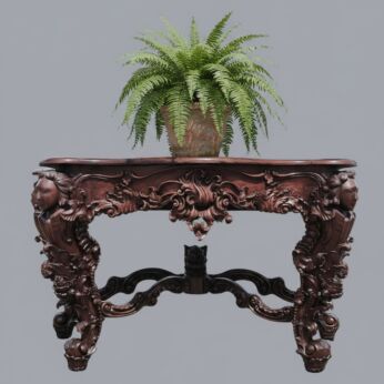 Vintage Extra Large Wall Table Console Ornate Carved Wood Cariatids Mythological Sirens