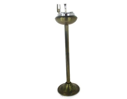Vintage 50s Standing Floor Push Ashtray Retro Chrome  