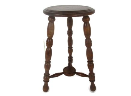 Vintage Hand Carved wood 2 Tier Milking Stool Pedestal Table Plant Flower Bonsai Stand Side Table Barn Country Style