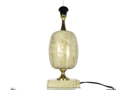 Table Desk Nightstand Lamp French Philippe Barbier Travertin Lamp HTF Brass