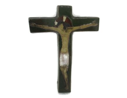 Mid Century Design Ceramic Modern Crucifix Ceramic  Corpus Christi  era Amphora Tiebergien