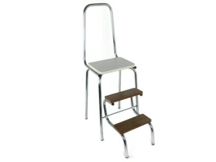 Mid Century Step Ladder Iron Wood Fold Out Steps Kitchen Library Funky