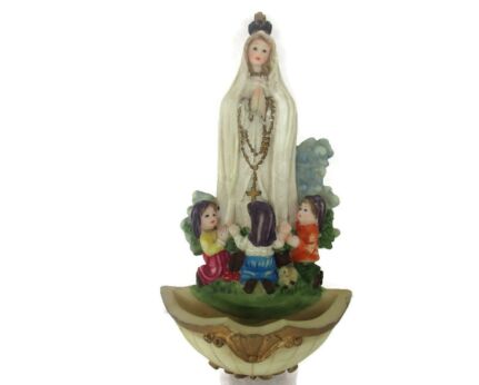 Vintage Holy Water Font Resin Jesus Christ Saviour Polychrome Wall Hanging Lovely Italian