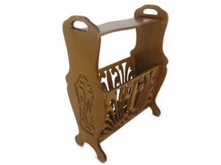 Vintage   Magazine Newspaper Rack Holder  Side table Country Farmhouse Barn Style